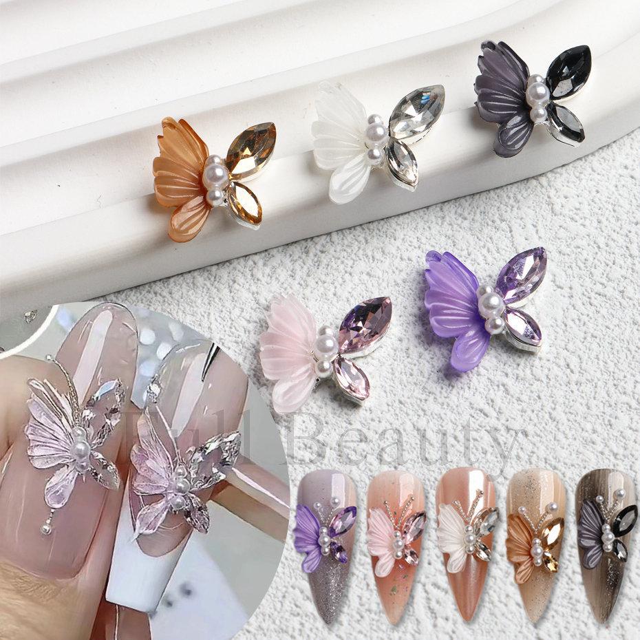 10 buc./set fluture francez diamant Nail Art DIY Decoratiuni de piatra Sclipici colorate DIY Nail Art Metal