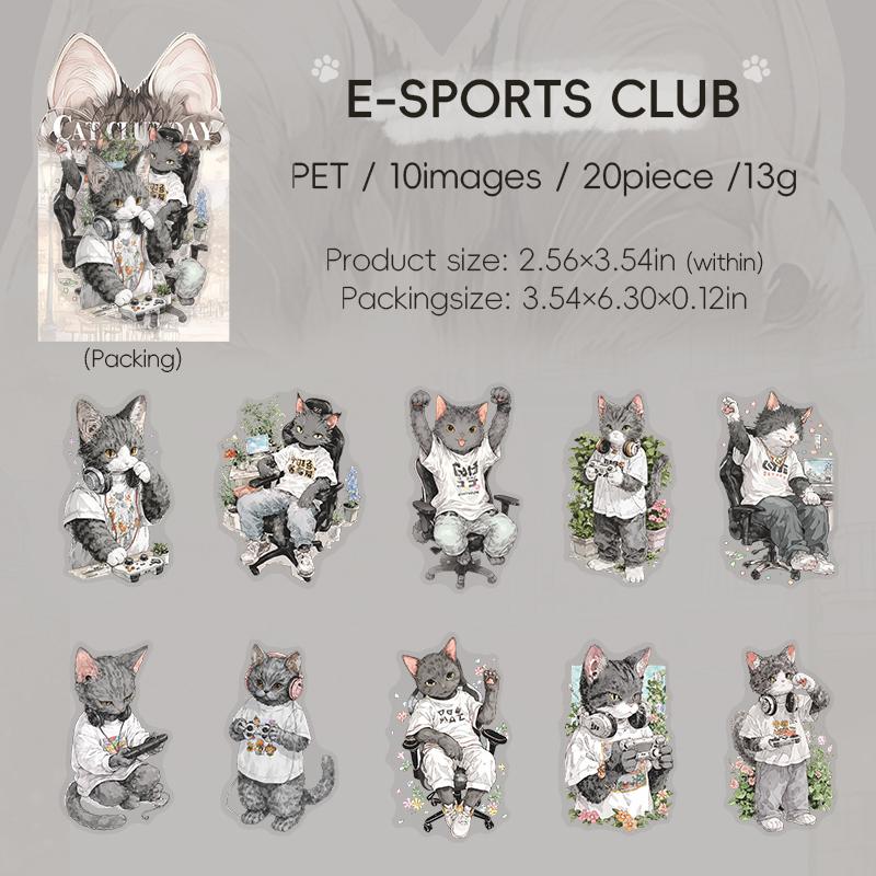 

20 Sheets Cartoon Cat Stickers Kawaii Pet Theme For DIY Scrapbook Journal Phone Case Laptop Decoration Cute Stationery Supplies