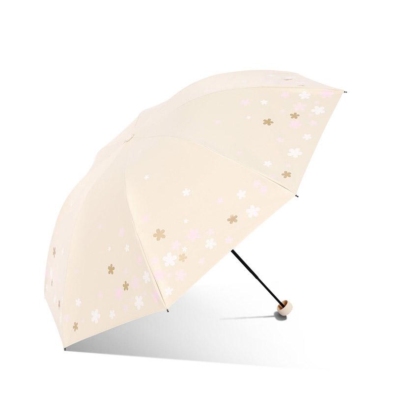 UV-Sonnenschirm für Damen, Kirschblütenmuster, niedlich, faltbar, Reise, leicht, tragbar, Sonnenschirm, Strandschirm für Mädchen
