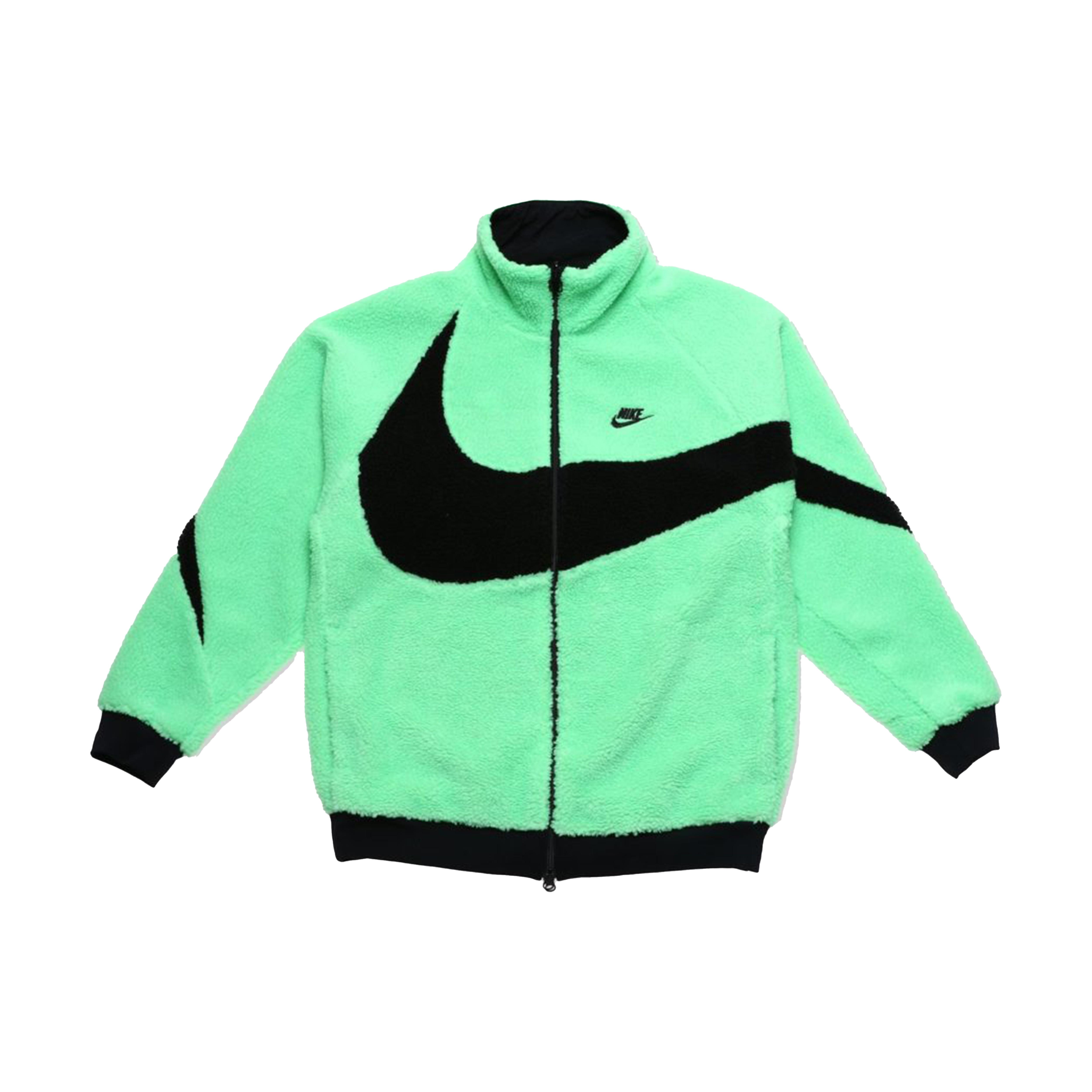 Nike Big Swoosh Reversible Boa Jacket (Asia Sizing) Lime Green Black Men s BQ6546-350 S