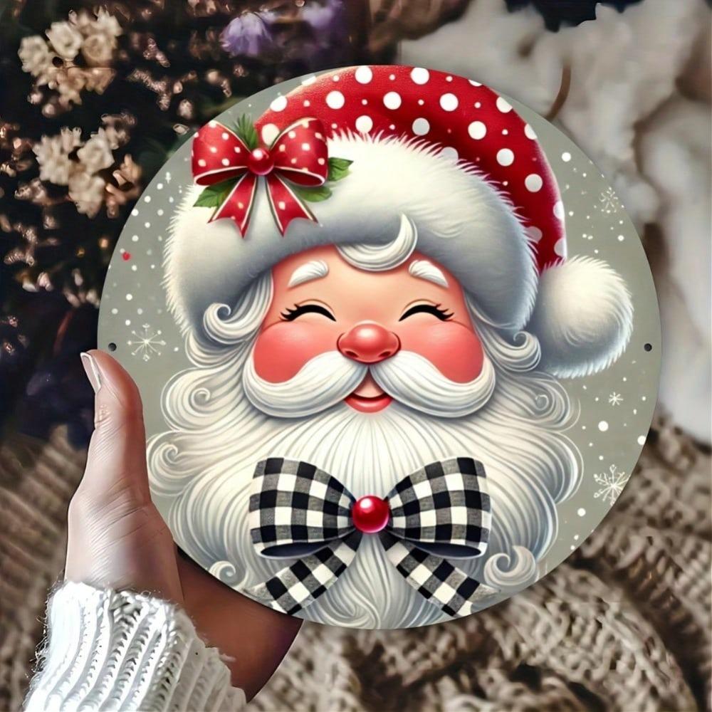Santa Claus Christmas Metal Wall Art Vintage Iron Sign Indoor Outdoor Holiday Decor
