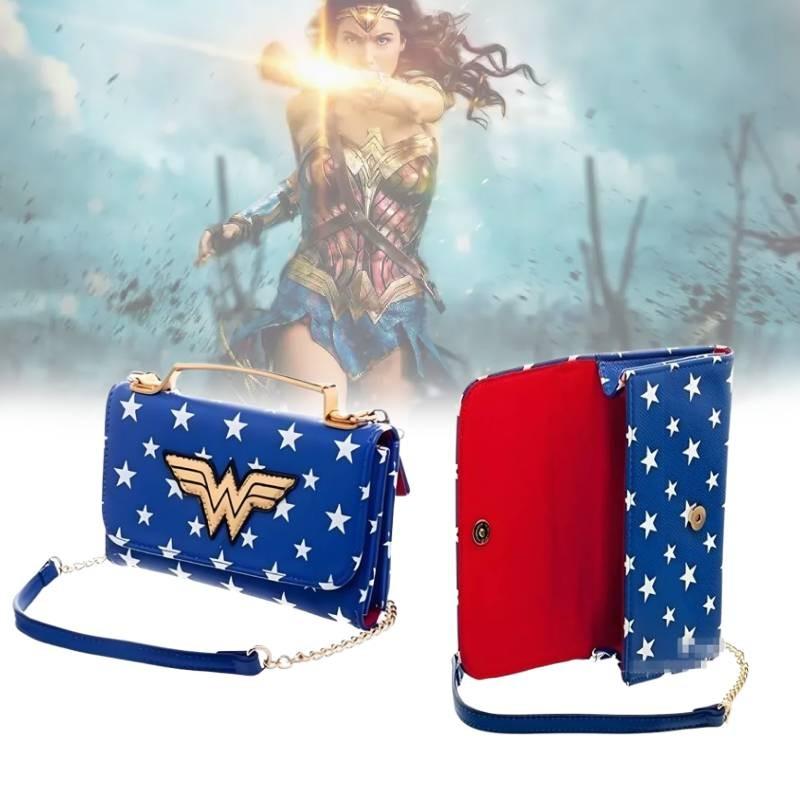 Wonder Woman Studded Chain Crossbody Bags Travel Metal Print Accessory Girl