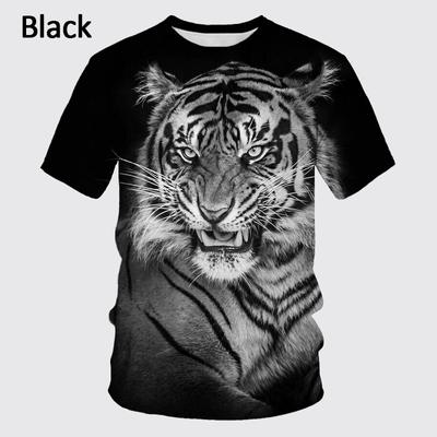 Summer New 3D T-shirt Animal Tiger/leopard/lion Hip-hop Rock Personality Creative Round Neck Short Sleeve