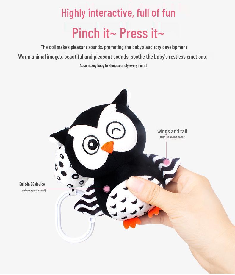 TOLOLO Black & White Crib Mobile Wind Chime for 0-3 Year Olds - Early Education Hanging Rattle Toy