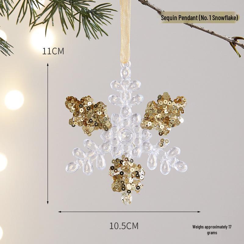 Gold-Edged Acrylic Snowflake Christmas Tree Pendant for Window Display