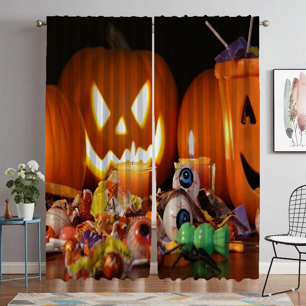 

Элегантные шторы для комнаты для камеры, затемняющие шторы на Хэллоуин, тюль для спальни, шторы для домашнего интерьера, 2 шт., разделительные шторы W50xH70cmx2pcs-CL