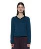 PARTIMENTO WOMEN Pwc Sheer V-Neck Knit Sweater_Teal Stripe