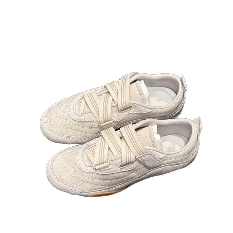 Retro German Training Shoes Women's 2025 New French Velcro Word Belt Casual Sports Shoes Ballet Women's Single Shoes