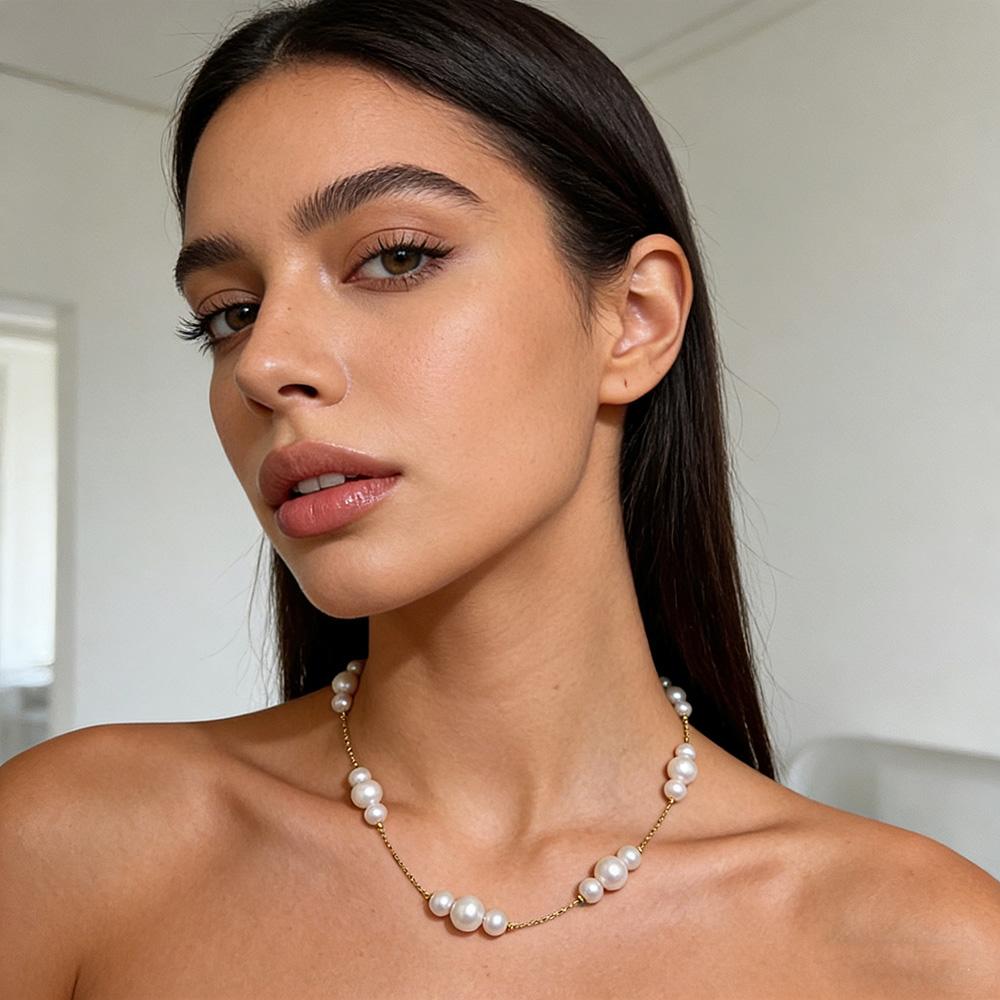 MamacitaSlay 316L Stainless Steel  Pearl Pendant Necklace 18K Gold Plated Waterproof Jewelry For Women 2026 Summer Beach Gifts