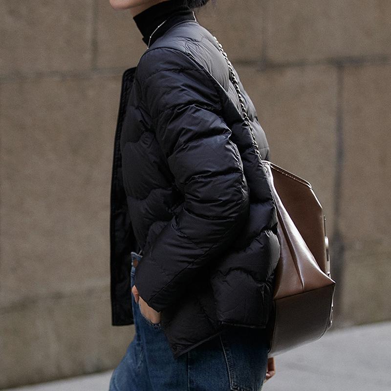 Heat storage three-proof light goose down jacket, round neck is easy to wear down jacket, short coat winter clothing autumn and winter women's clot