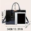 Elegant Crocodile Pattern Tote Bag, Luxury Top Handle Handbag, PU Leather Purse For Women