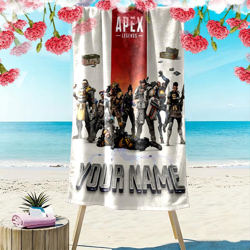 Name Custom Apex Legends Print Beach Towel, Large Soft Quick Dry Towel for Beach Camping Swimming