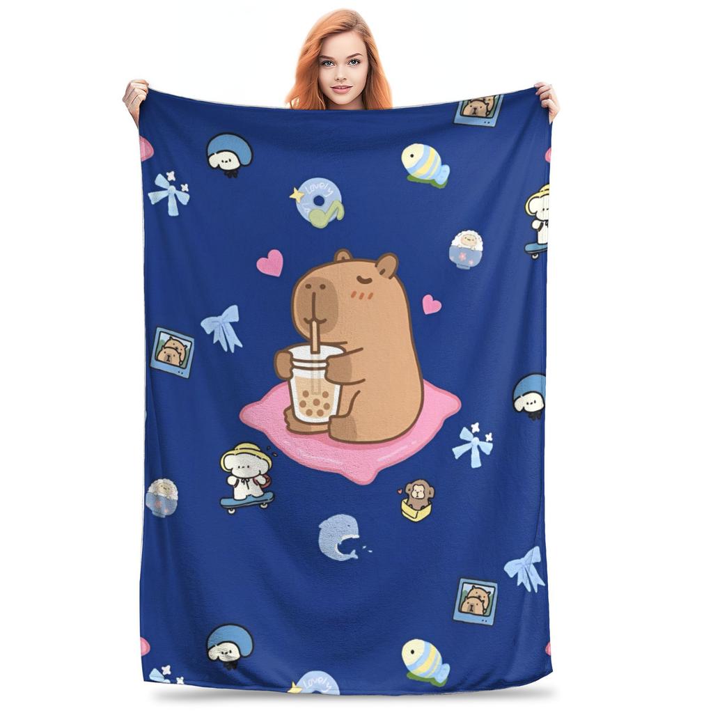 Cute Capybara Capibara Animal Blanket Fleece Printed Breathable Super Warm Throw Blankets for Bedding Travel Bedspread