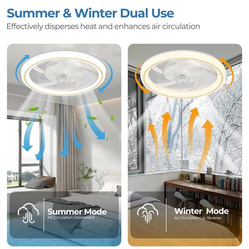IRALAN Smart Ceiling Fans With Lights Remote Control Living Room Lights Bedroom Decor Ventilator Lamp 48cm Silent Chandelier Fan