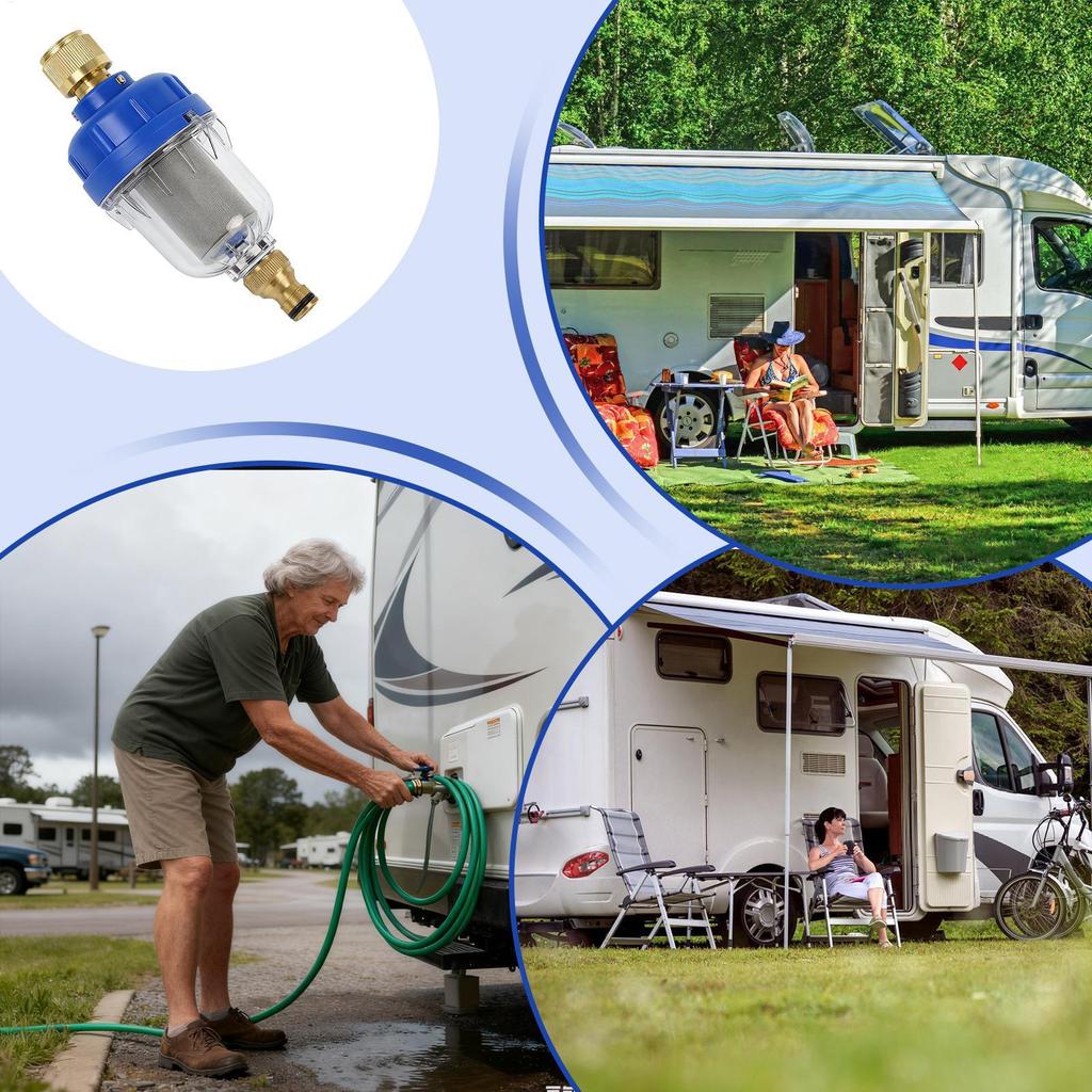 RV Water Tank Water Filter Outdoor Faucet Impurity Filter Trailer Water Purifier Hose Adaper Joint Filter For 4 points Interface