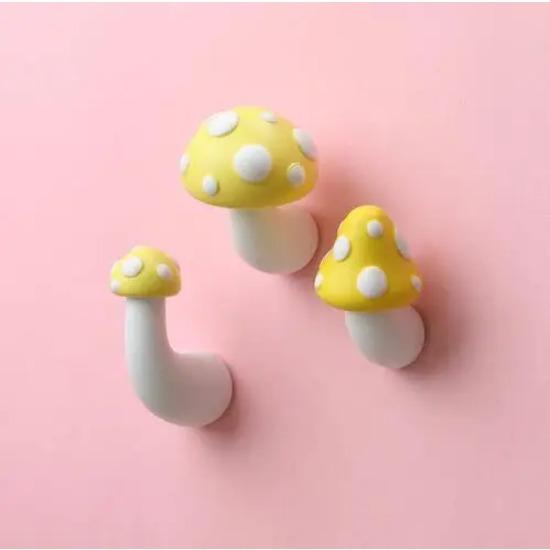 3D Red Mushroom Refrigerator Sticker Standing Sitting Hug Cartoon Refrigerator Decorative Magnetic Sticker Resin Gift