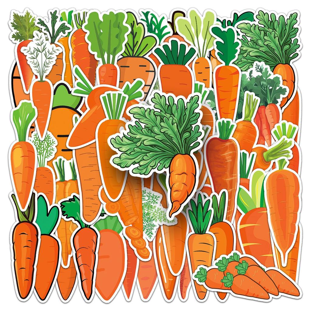 50 Karotten Graffiti Aufkleber Personalisiert Cartoon Niedlich Gemüse Dekoration Kühlschrank Wasserbecher Handyhülle Aufkleber