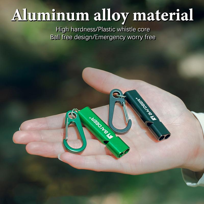 Aluminum Alloy High Decibel Whistle Keychain Double Pipe With Rope Camping Hiking Whistle 5 Colors Outdoors Portable Tools