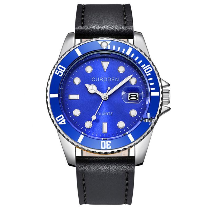 Men's Fashion Quartz Watch with Calendar, Simple Leather Strap, Student Design