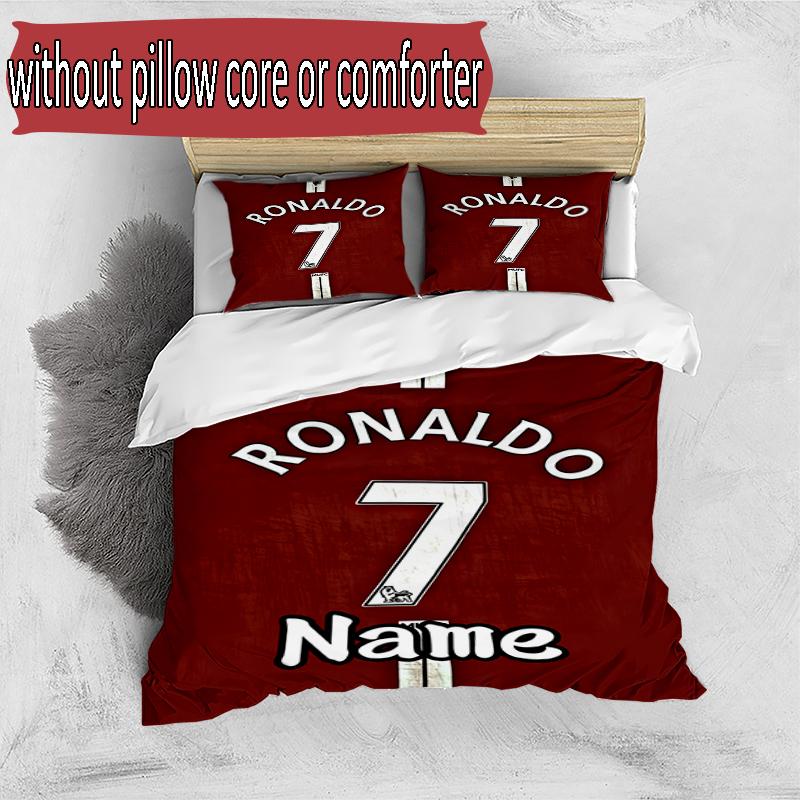 3pcs Duvet Cover Set (1*Duvet Cover + 2*Pillowcase, Without Core), Custom Name Cristiano Ronaldo Pattern Bedding Set, Home Bedroom Decor Gift