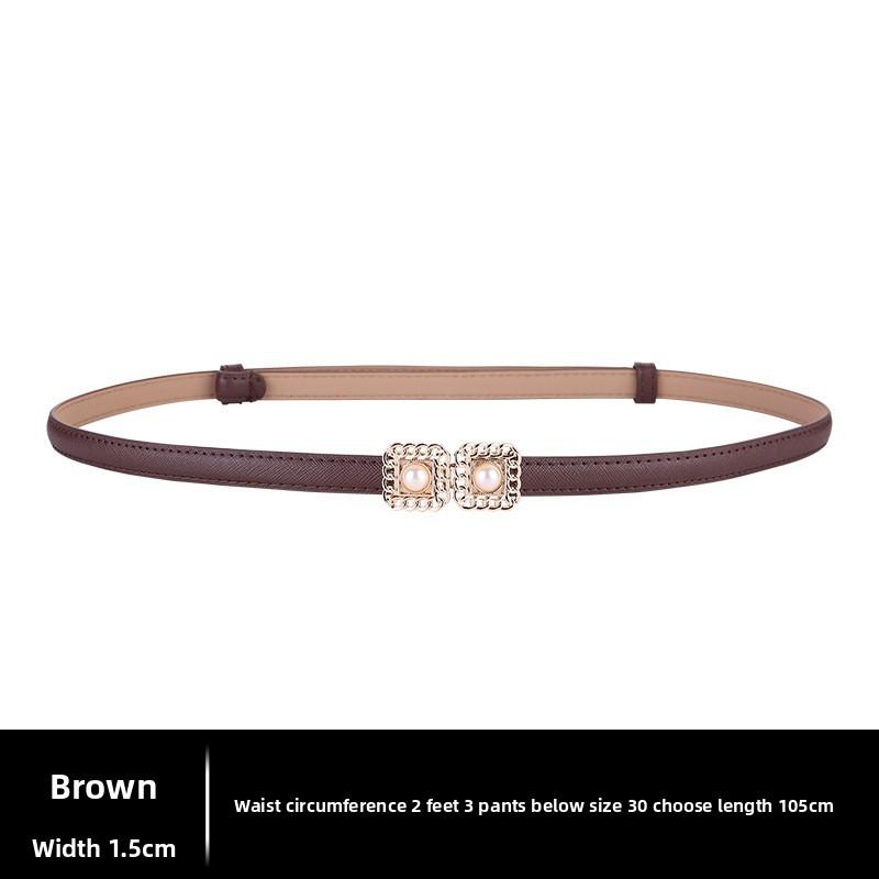Classic Leather Waist Belt For Women With Adjustable Alloy Buckle Minimalist Fashion