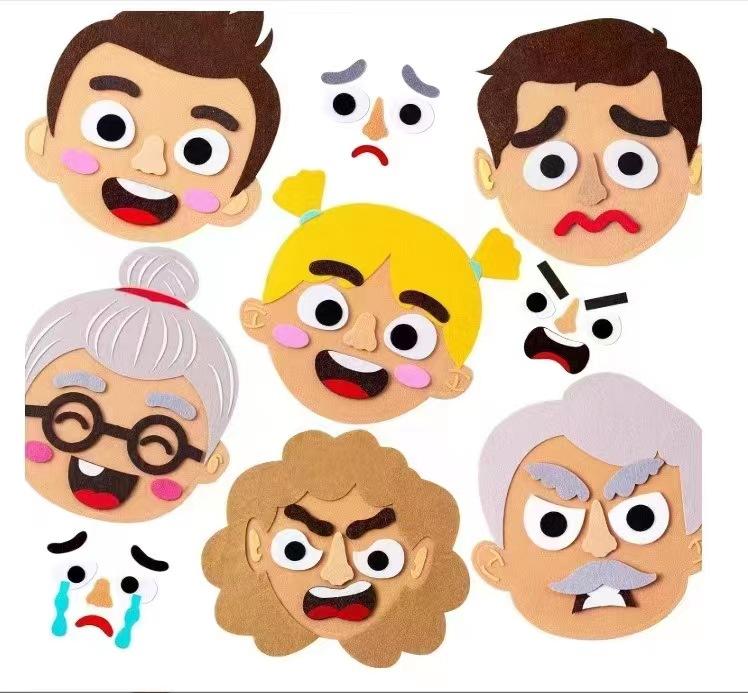 Children'S Felt Expression Pack Diy Activity Toy Emotional Expression 2-5 Years Old Educational Puzzle Game Early Education Board