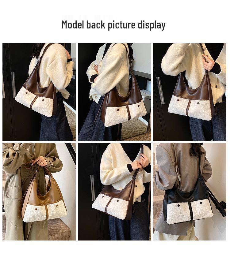 2025 Fluffy Plush Large Capacity Tote - Women's Mori Style Autumn/Winter Underarm Crossbody Bag