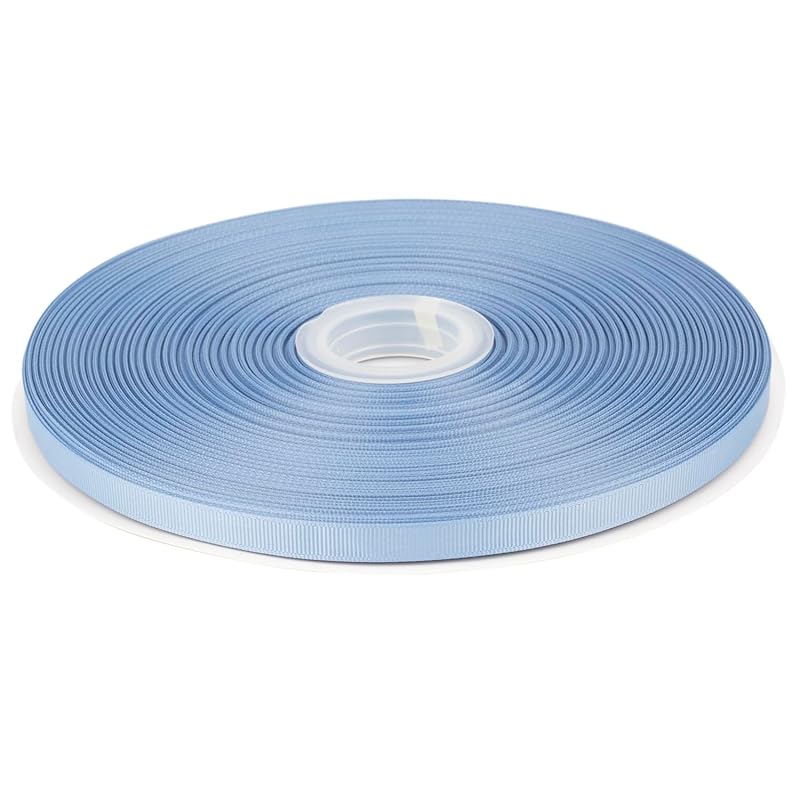 

[Tekdeere]Width 9mm solid French blue grosgrain ribbon, perfect for gift wrapping, sewing, hair accessories, wedding decorations - 91m/roll