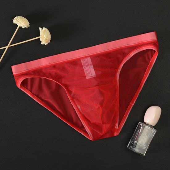 Men Seamless Ice Silk Briefs Low-rise Ultra-Thin See-through Panties Solid Color Quick Drying Underwear