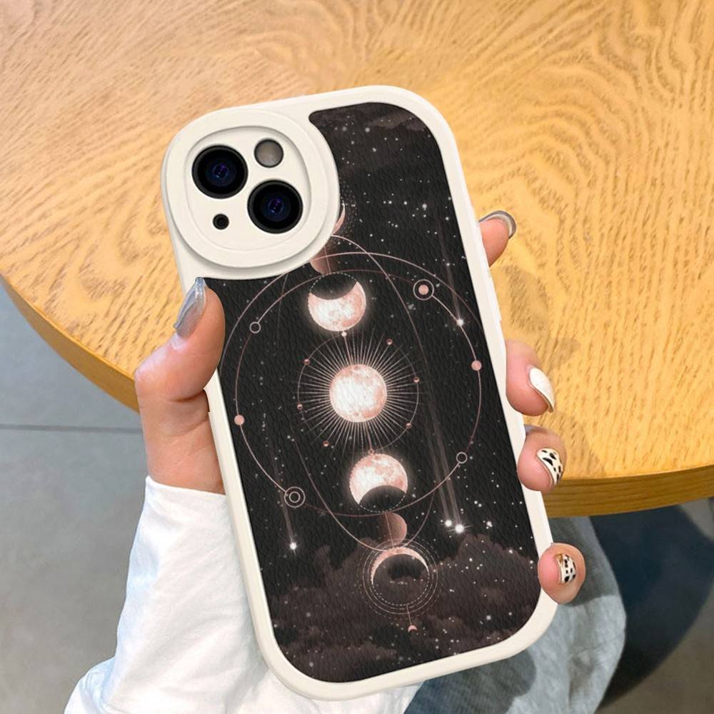 Coque de téléphone populaire style INS Lune Cuir Rigide Pour IPhone 16 15 14 13 12 Mini 11 14 Pro Max Xs X Xr 7 8 Plus Fundas