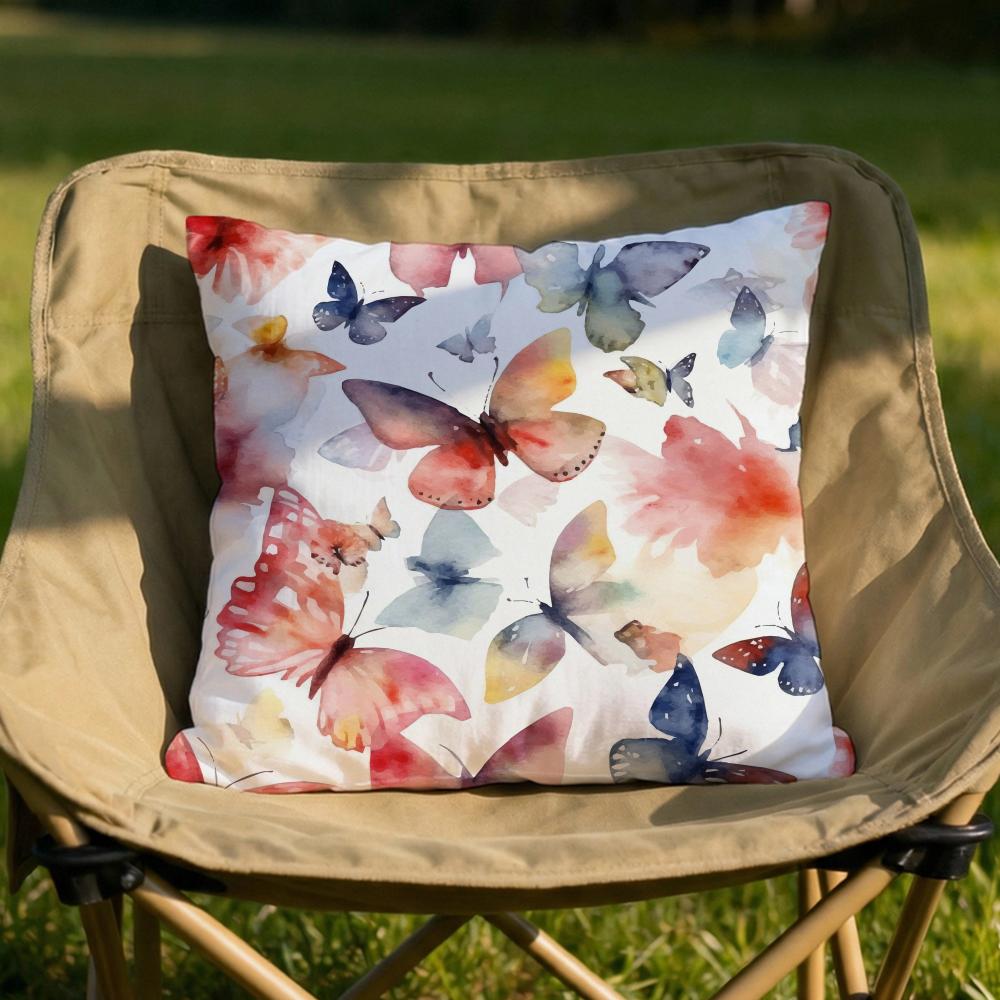 Watercolor Butterfly Pattern Cushion Cover Soft Reversible  Durable Pillow Cover  MultiScene Use for Home  Car Daily Comfort