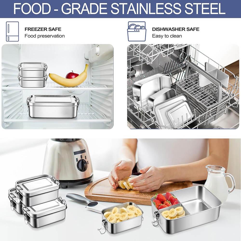 Stainless Steel Bento Box,550ml Metal Lunch Box,Leak-Proof Food Container with Lids, Meal Storage for Camping Picnic Travel Work
