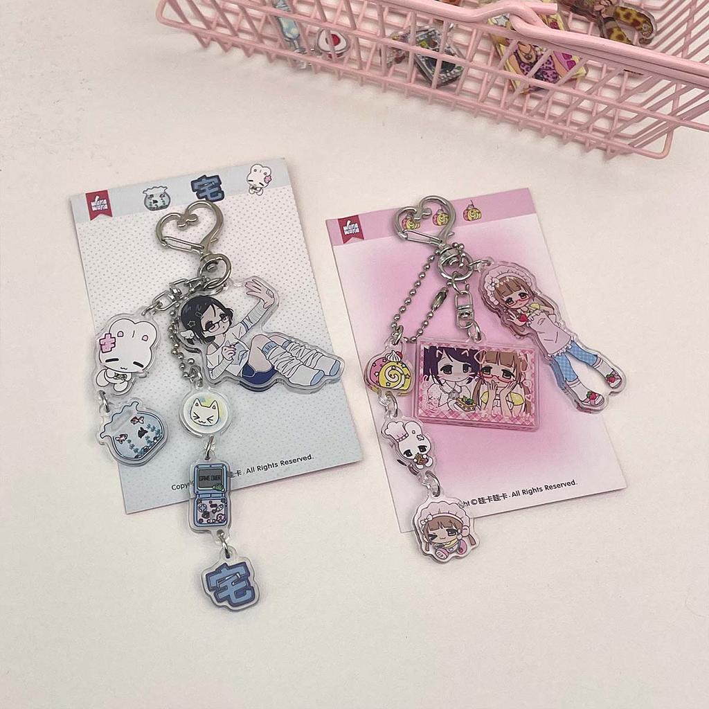 Acrylic Phone Charm Cute Girls Bag Decorative Key Ring Character Decal Book Charm Phone Lanyard Keyring Keychain