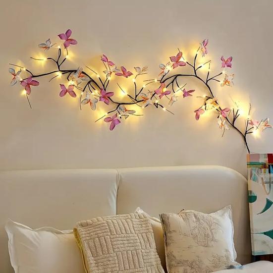 LED Rattan Lamp Energy-saving USB Powered Easy to Install Butterfly String Light Romantic Interior Lighting Indoor/Outdoor Decor