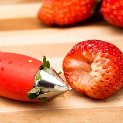 1 pz. Sbucciatore di fragole e ciliegie - Svuota torsolo con lama in acciaio inox per una rimozione efficiente del torsolo, utensili da cucina e cose per una facile preparazione del cibo