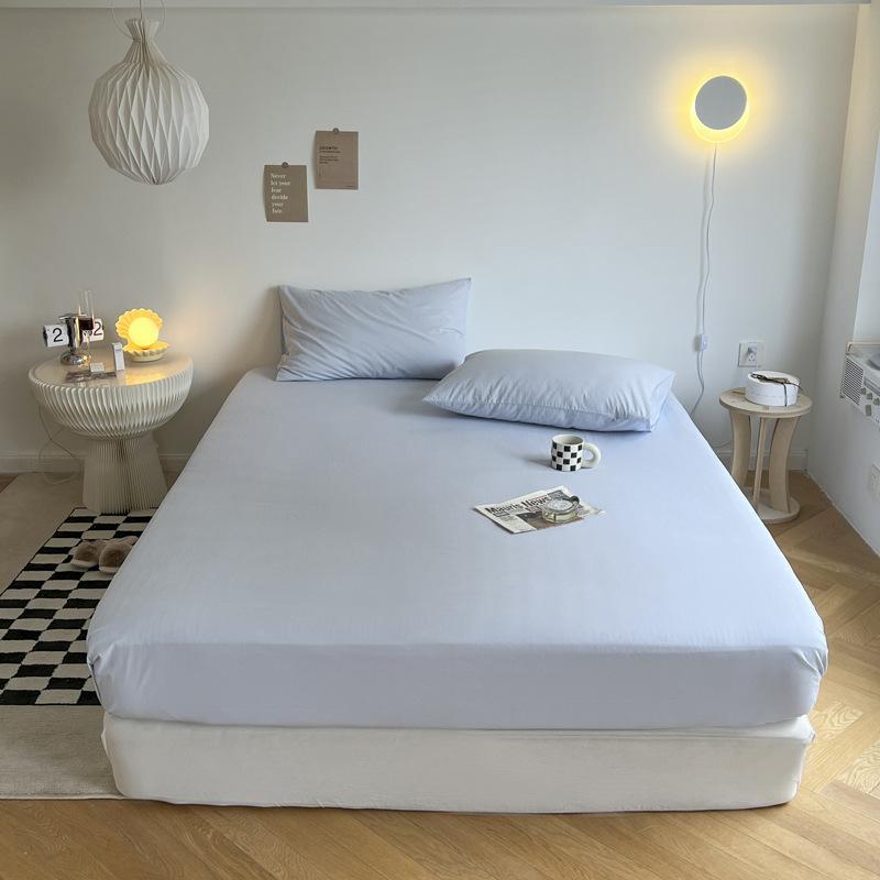 Baumwoll-Matratzenbezug mit elastischem Gummiband Weicher Komfort Spannbettlaken Ins-Stil Einfarbig Bettlaken Verstellbarer Bettschutz