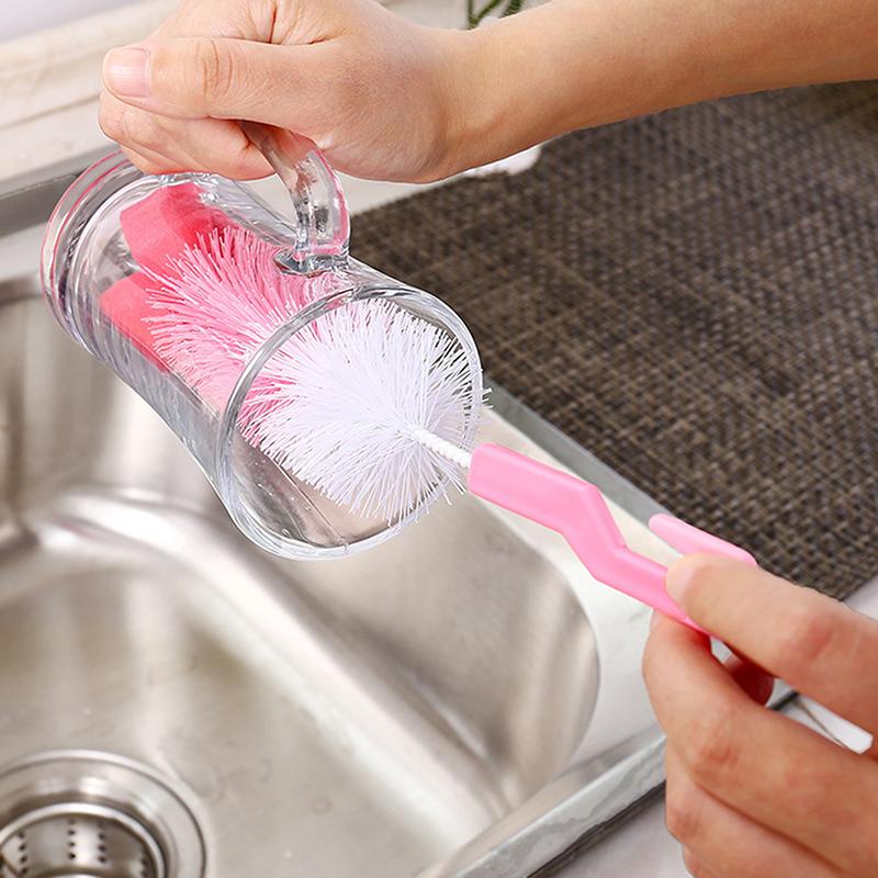 1Pc Multifunctional Cleaning Brush Extended Cup Brush Curved Bottle Mouth Milk Bottle Wine Bottle Fine Mouth Brush
