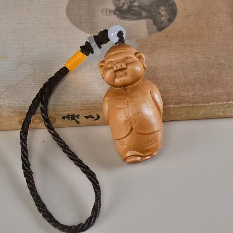 

Натуральный кипарис Скульптуры и фигурки Свиньи Удачи Ручная резьба Милый подвесной декор для дома Богатство Удача Фэн-шуй Декор