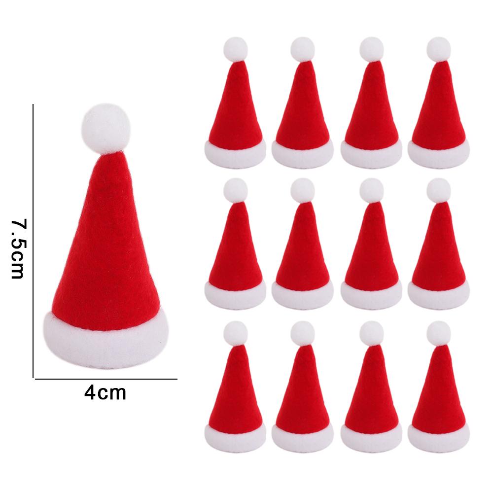 50/1Pcs Mini Santa Hats Wine Bottles Cover Cup Lollipop Hat Fork Knife Cutlery Bag For Xmas New Year Party Dinner Table Decors