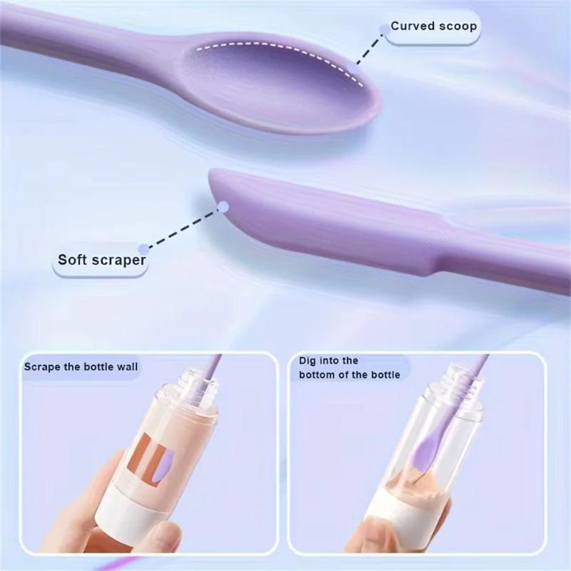 3pcs Mini Silicone Double Scraper Emulsion Mask Spatula Cosmetic Scoop Kitchen Tool Bottle Jam Spatula