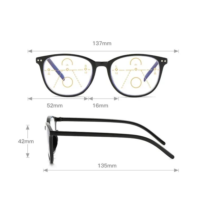 Retro Progressive Multifocal Reading Glasses Women Big Frame Anti Blue Rays Eye Protection Presbyopic Eyewear+1.0 To +4.0