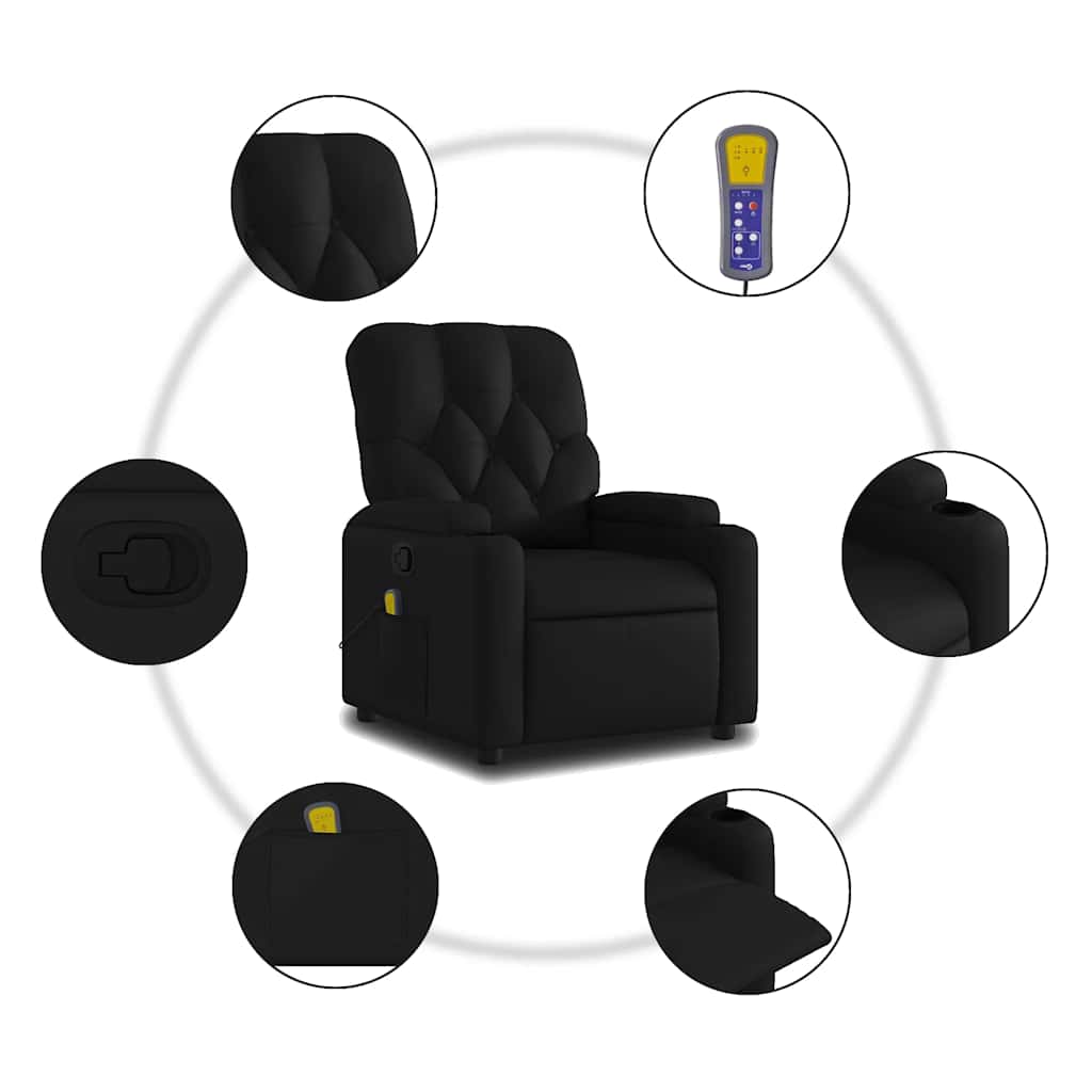 Massage Relax Chair Faux Leather Black