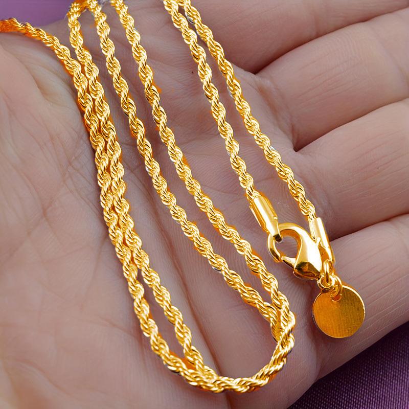 

Golden Plated Rope Chain Twist Chain Necklace for Men Women 16inch