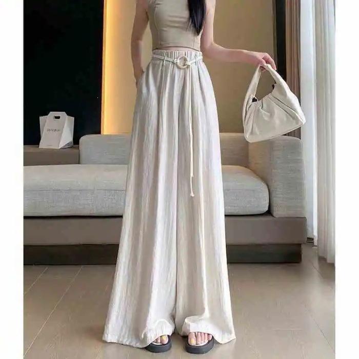 Large Size Wide-leg Pants Versatile Women's 2026 Spring and Summer Thin High Waist Drape Loose and Thin Lazy Style Casual.