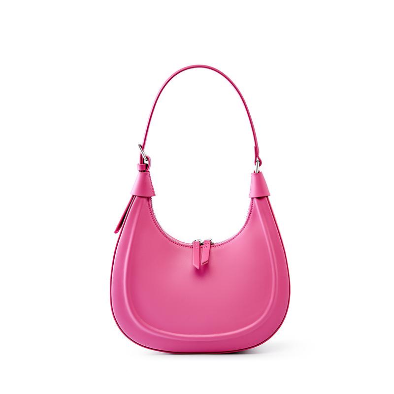 "Sac à bandoulière en cuir véritable en forme de demi-lune 2024 - Sac messager tendance sous les bras"