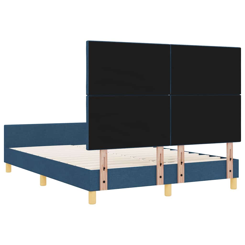 Bed Frame with Headboard Blue 160 x 200 cm Fabric