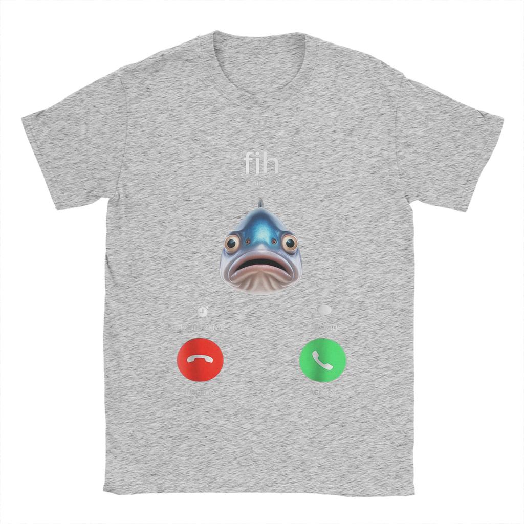 Men's T-Shirts Fih Calling Remind Me Message   Funny 100% Cotton Tees Short Sleeve  T Shirts Crewneck Clothes Birthday Gift