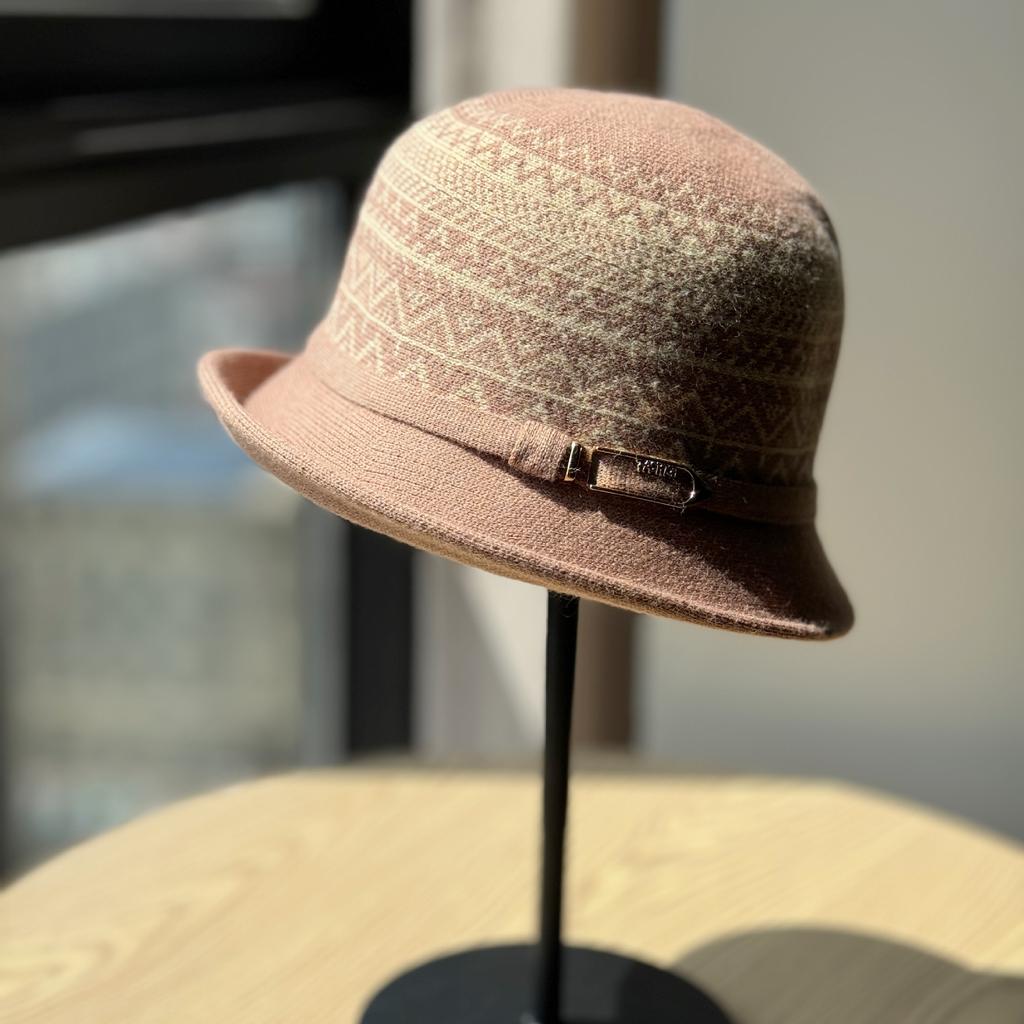 New Hat Women's Autumn and Winter Knitted Hat French Rolled Edge Fisherman Hat Fashionable Metal Buckle Style Basin Hat Trendy