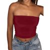 Women Sexy Solid Color Strapless Cropped Mini Bustier Slim Elastic Tube Top