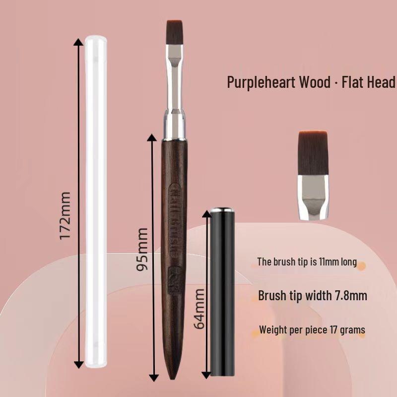 Japanese Sandalwood Nail Art Brush Set: Includes Round, Square, Triangle Brushes & Gel Brush, Ideal for Nail Salons